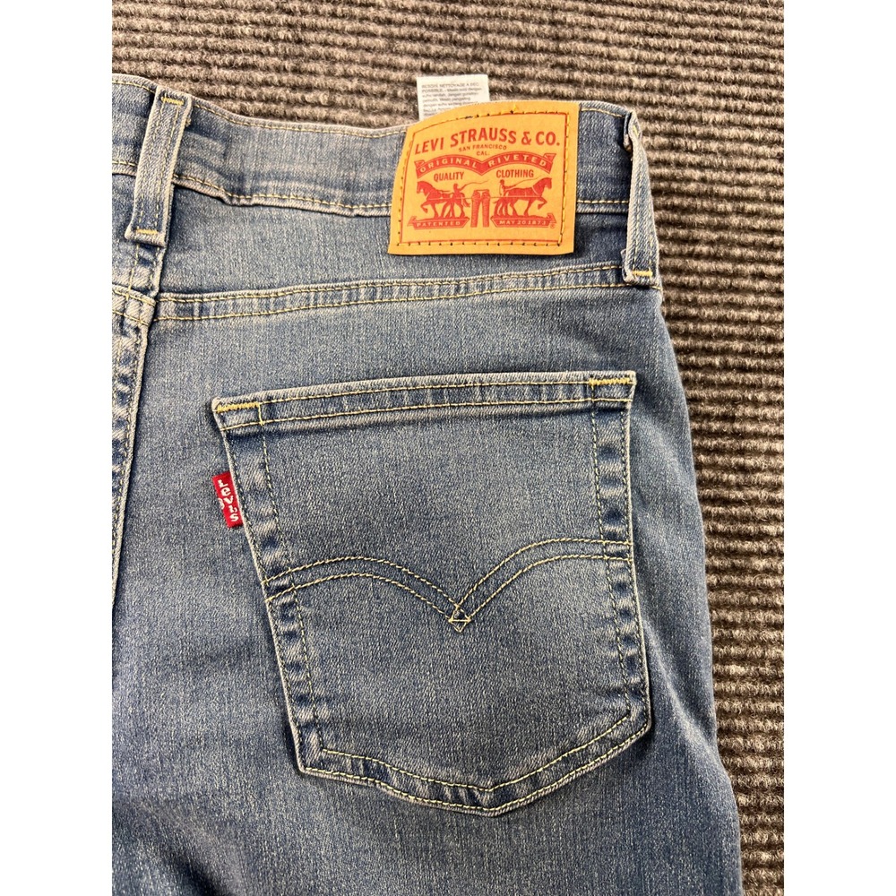 Levi's 726 Flare Jeans Womens 30 Blue Mid Rise Stretch Raw Hem Denim Pants - Picture 8 of 12